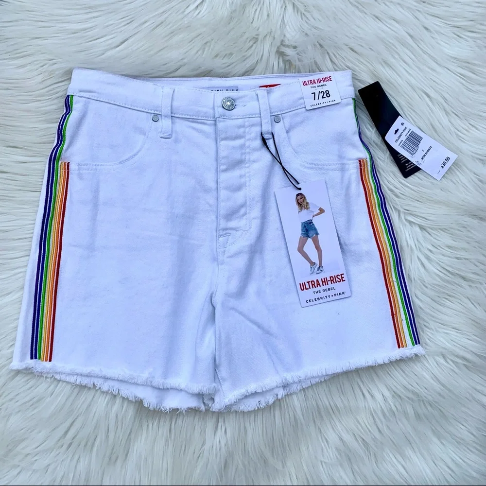 NWT Celebrity Pink Women’s White Ultra Hi-Rise Shorts Size 28 - Picture 5 of 9
